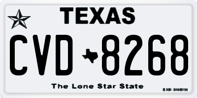 TX license plate CVD8268