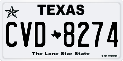 TX license plate CVD8274