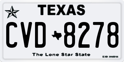 TX license plate CVD8278