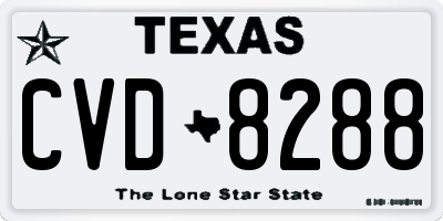 TX license plate CVD8288