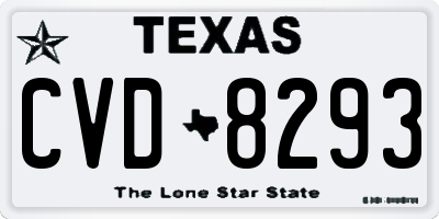 TX license plate CVD8293
