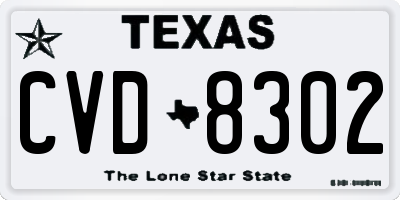 TX license plate CVD8302