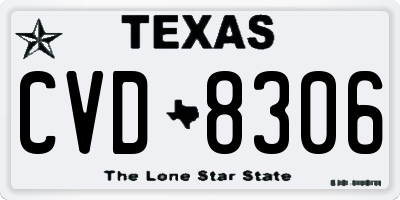 TX license plate CVD8306
