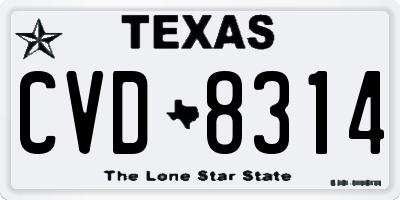 TX license plate CVD8314