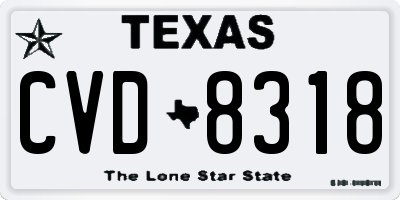 TX license plate CVD8318