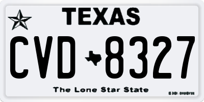 TX license plate CVD8327