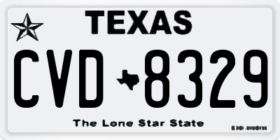 TX license plate CVD8329