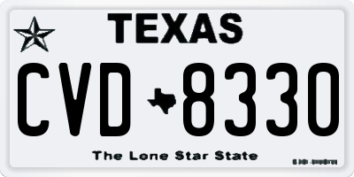 TX license plate CVD8330