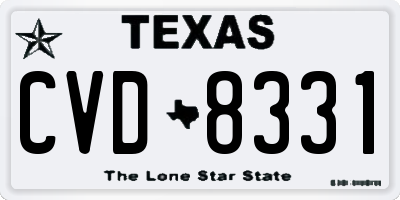 TX license plate CVD8331