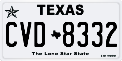 TX license plate CVD8332