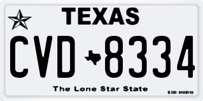 TX license plate CVD8334