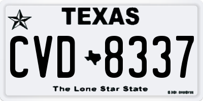 TX license plate CVD8337
