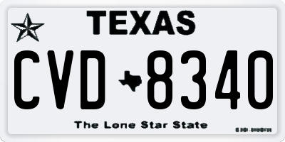 TX license plate CVD8340