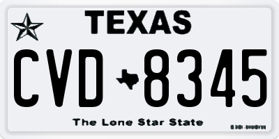 TX license plate CVD8345