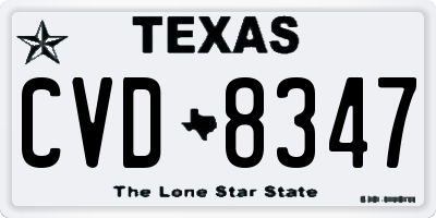 TX license plate CVD8347