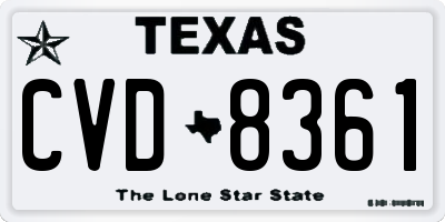 TX license plate CVD8361