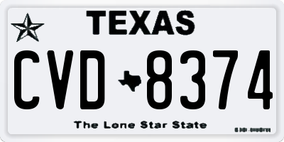 TX license plate CVD8374