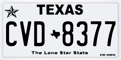 TX license plate CVD8377