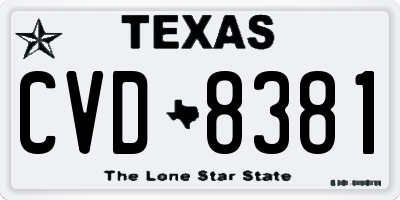 TX license plate CVD8381