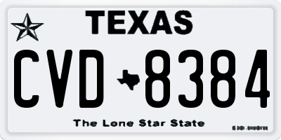 TX license plate CVD8384