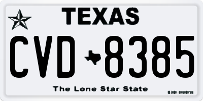 TX license plate CVD8385