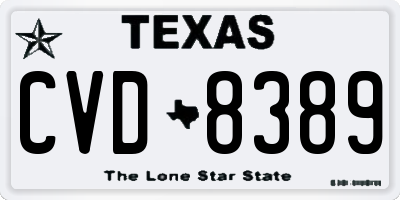 TX license plate CVD8389