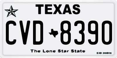 TX license plate CVD8390