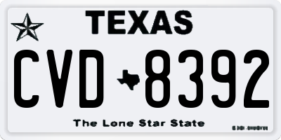 TX license plate CVD8392