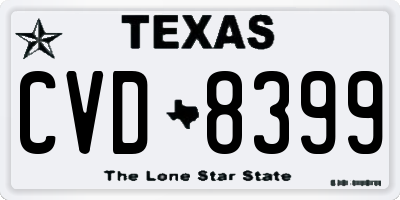 TX license plate CVD8399
