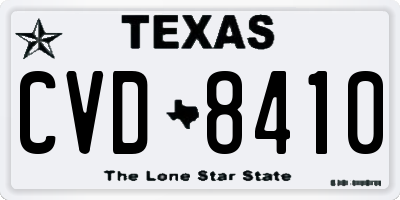 TX license plate CVD8410