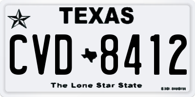 TX license plate CVD8412