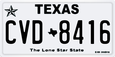 TX license plate CVD8416
