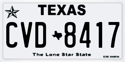 TX license plate CVD8417