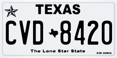 TX license plate CVD8420