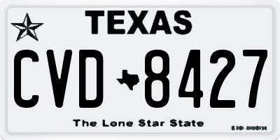TX license plate CVD8427