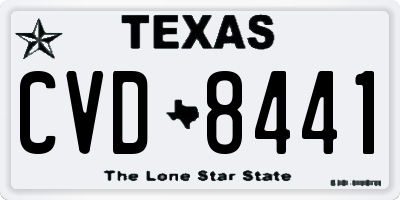 TX license plate CVD8441