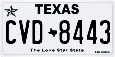 TX license plate CVD8443