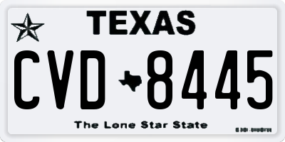 TX license plate CVD8445