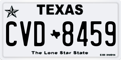 TX license plate CVD8459