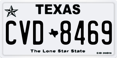 TX license plate CVD8469