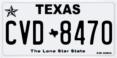 TX license plate CVD8470