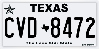 TX license plate CVD8472