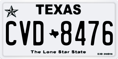 TX license plate CVD8476