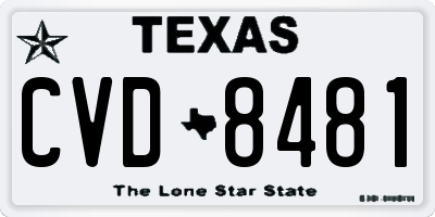 TX license plate CVD8481