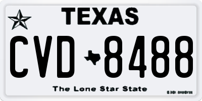 TX license plate CVD8488