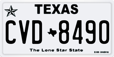 TX license plate CVD8490