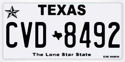 TX license plate CVD8492