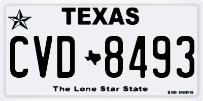 TX license plate CVD8493