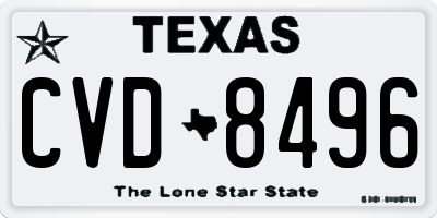 TX license plate CVD8496