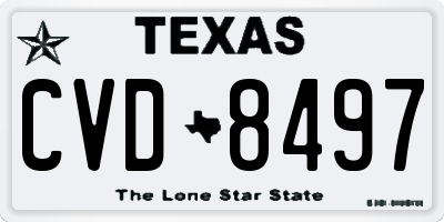 TX license plate CVD8497